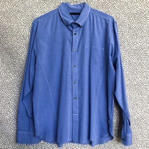 John Varvatos Blue Shirt w/ White Contrast Stitch